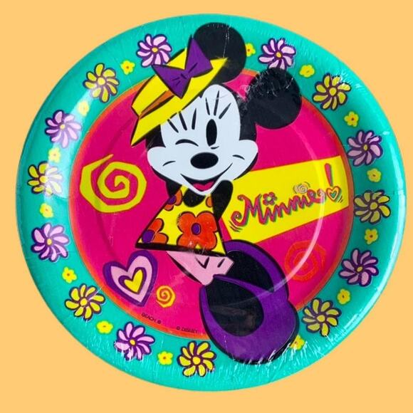 DEADSTOCK MINNIE MOUSE PARTY PAPER PLATES 90S KIDCORE DISNEY BIRTHDAY - Picture 1 of 3